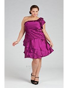 One-shoulder cocktail dress with tiered skirt by Sydney's Closet