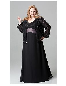 Elegant lace and chiffon jacket dress by Sydney's Closet