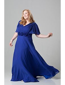 Chiffon gown with delicate rosette accents at wais by Sydney's Closet