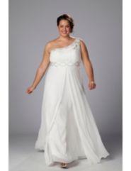 One-shoulder chiffon informal wedding gown by Sydney's Closet