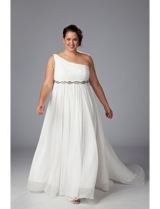 One-shoulder chiffon empire waist informal wedding by Sydney's Closet