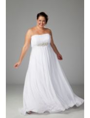 Strapless chiffon empire waist wedding gown by Sydney's Closet