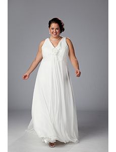 V-neck chiffon empire waist informal wedding gown by Sydney's Closet