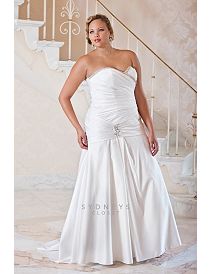 Plus size strapless fit and flare wedding gown in by Sydney's Closet