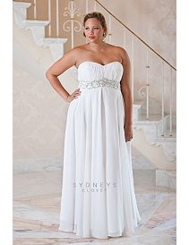 Plus size wedding dress with jeweled belt by Sydney's Closet