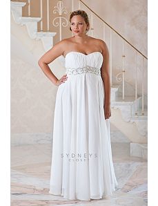Plus size wedding dress with jeweled belt by Sydney's Closet