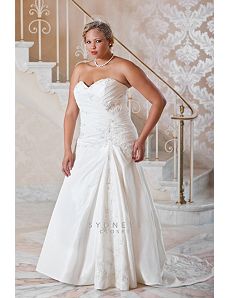 Plus size luxury taffeta fit and flare wedding gow by Sydney's Closet