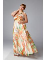 One-shoulder Abstract Print Plus Size Evening Gown by Sydney's Closet