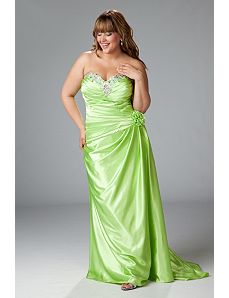 Satin charmeuse strapless gown with drop waist by Sydney's Closet