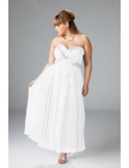 Strapless shimmer chiffon with criss-cross bodice by Sydney's Closet