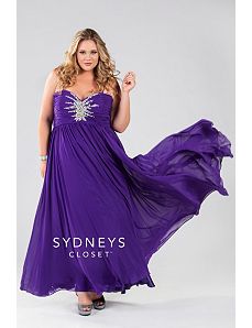 Chiffon gown with spaghetti straps and starburst b by Sydney's Closet