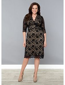 3/4 Sleeve Scalloped Boudoir Lace Dress by Kiyonna