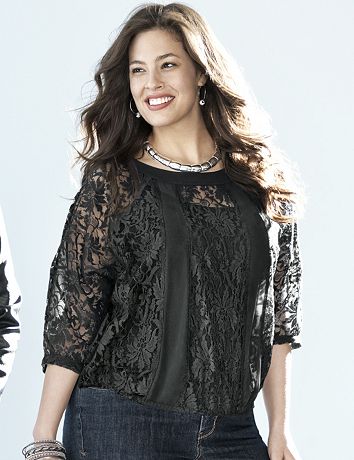 3/4 sleeve lace top by Lane Bryant
