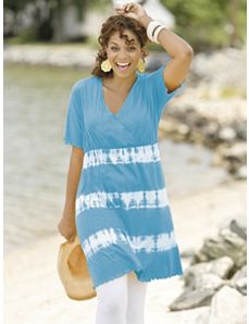 Surplice Tie-dye Tunic Dress by Ulla Popken