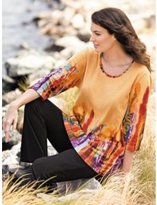 Watercolor Print Tee by Ulla Popken