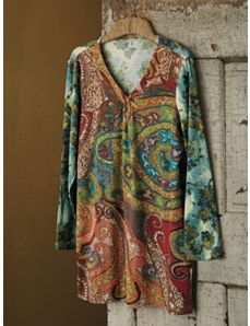 Paisley Embroidered Knit Tunic by Ulla Popken