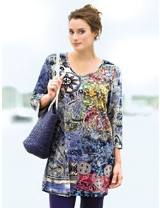 Foil Print Knit Tunic by Ulla Popken