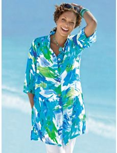 Watercolor Print Duster by Ulla Popken