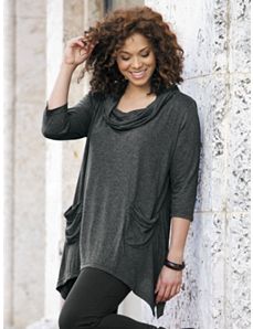 Knit Cowl Neck Tunic by Ulla Popken