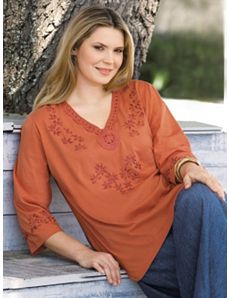 Crochet Detailed Top by Ulla Popken