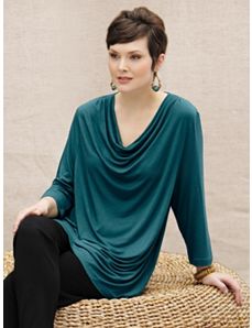 Waterfall Viscose Spandex Knit Top by Ulla Popken