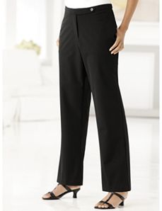 Stretch Button Zip Tab Pant by Ulla Popken