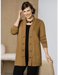 Big Button Cardigan Sweater by Ulla Popken