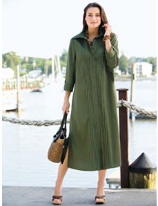 Pintuck Stretch Shirt Dress by Ulla Popken
