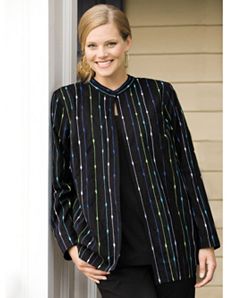 Embroidered Open Front Jacket by Ulla Popken
