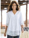 Lace Trim Pintuck Blouse by Ulla Popken