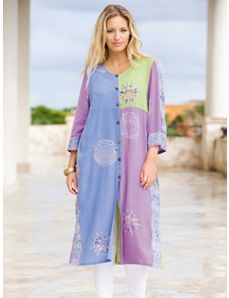 Batik Long Duster by Ulla Popken