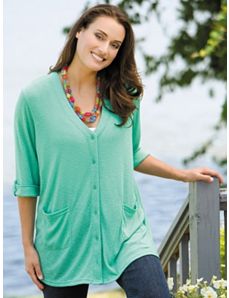 Roll Sleeve Cardigan by Ulla Popken
