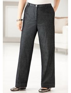 Wide-leg Denim Trousers by Ulla Popken
