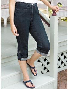 Stretch Roll Up Tab Pants by Ulla Popken