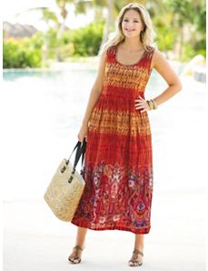 Border Print Tank Dress by Ulla Popken