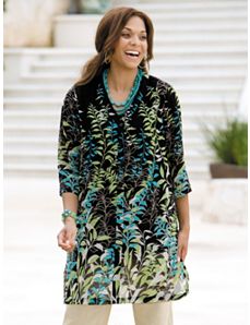 Leaf Print Duster Set by Ulla Popken