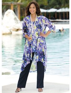 Floral 3-Piece Pant Set by Ulla Popken