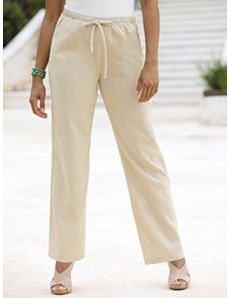 Linen Blend Drawstring Pant by Ulla Popken