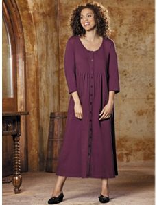 Button Front Empire Knit Dress by Ulla Popken