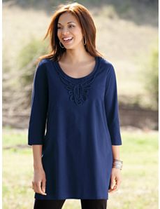Braid Ribbon Knit Tunic by Ulla Popken