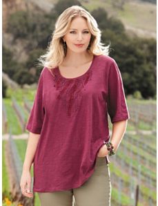 Ribbon Detail Knit Tee by Ulla Popken