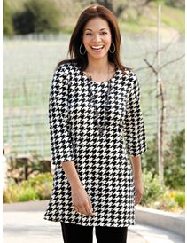 Houndstooth Knit Tunic by Ulla Popken