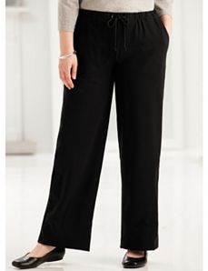 Stretch Knit Drawstring Pocket Pants by Ulla Popken