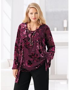 Entwined Floral Burnout Duster Set by Ulla Popken