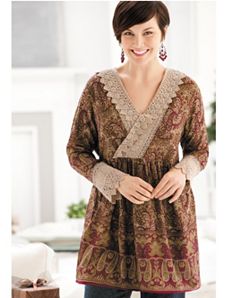 Crocheted Lace-trim Tunic by Ulla Popken