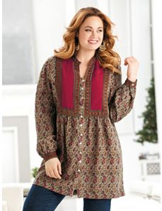 Magic Carpet Bib-front Tunic by Ulla Popken