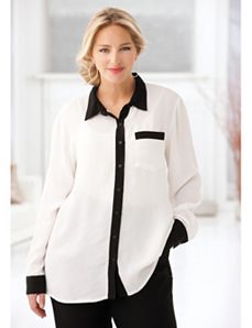 Contrast Edged Blouse by Ulla Popken