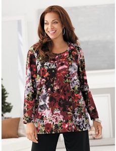 Crimson Garden Knit Top by Ulla Popken