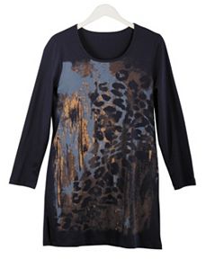 Animal Stamp Knit Tunic by Ulla Popken