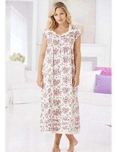 Rose Bouquets Knit Gown by Ulla Popken